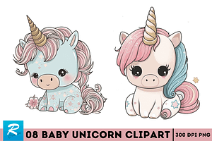 Cute Baby Unicorn Sublimation Clipa