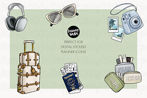 Neutral Travel Girls Clipart Set Png