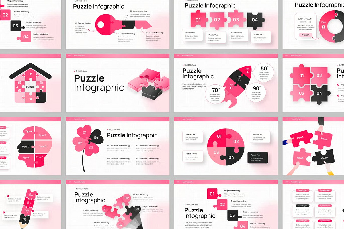 Pink Puzzle Infographic Powerpoint, a Presentation Template by Fit-tee (Photo 2 of 2)