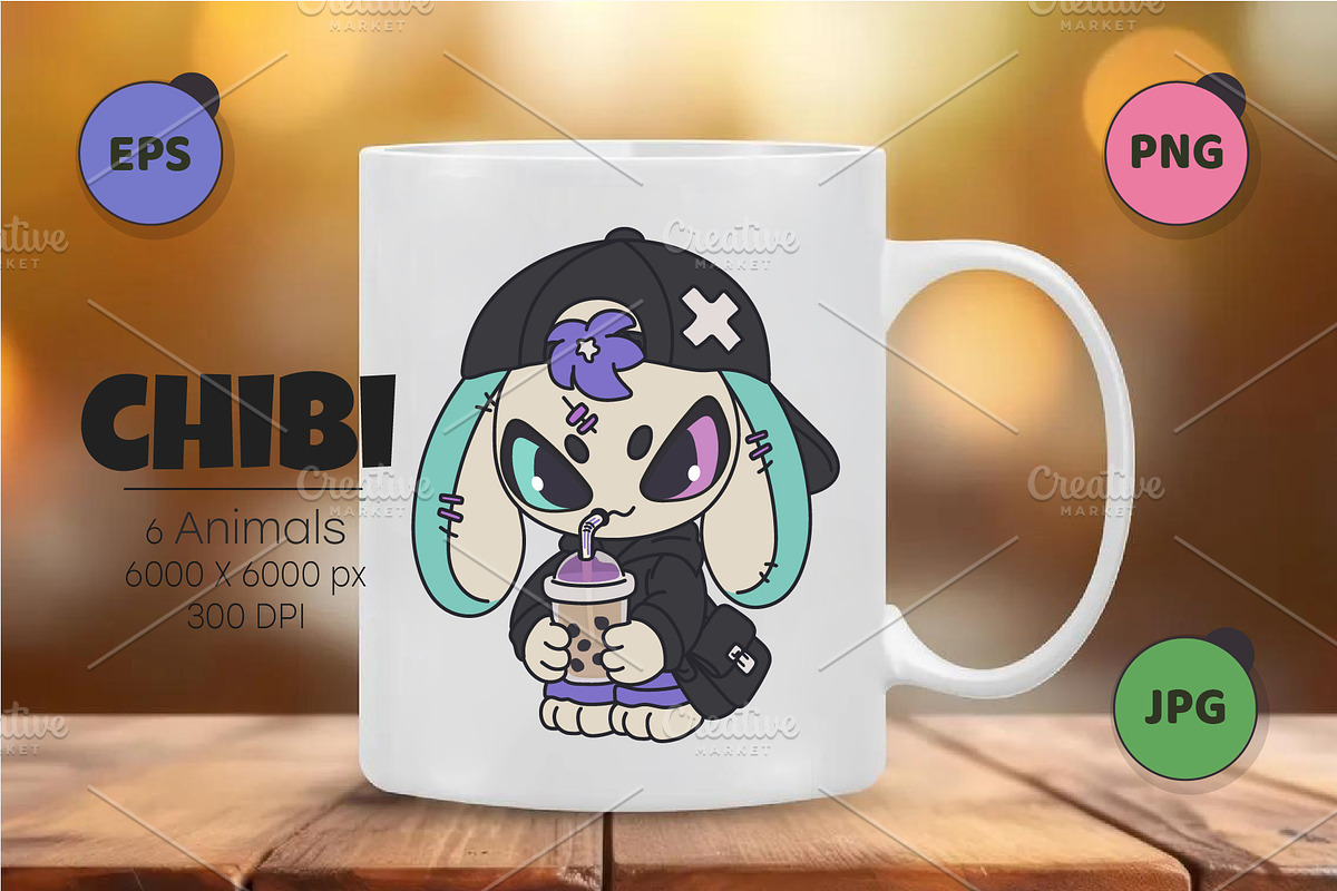 Chibi animals 12. Tshirt, PNG., an Animal Illustration by KENO Mascots (Photo 3 of 6)