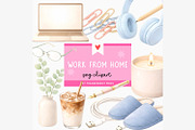 Work From Home Watercolor PNG, a Decorative Illustration by illuztrate (Thumbnail 1 of 8)