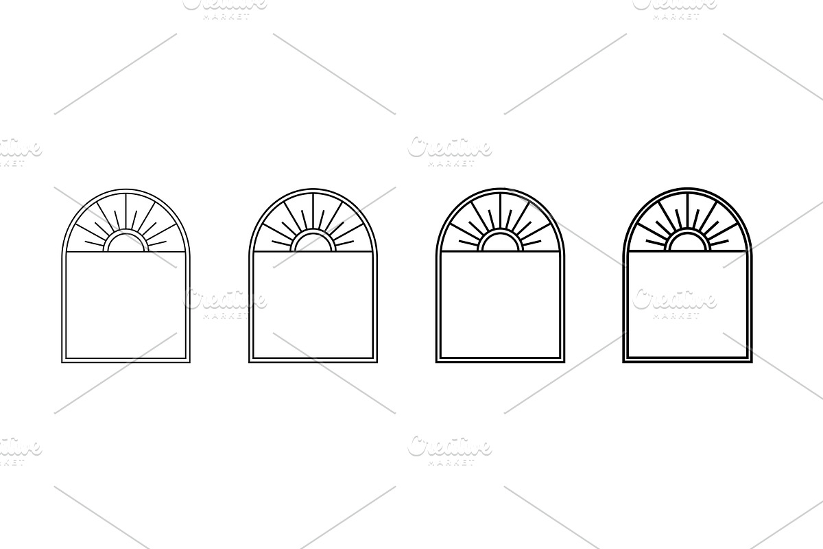 Dark arches with sun ornament and, an Object Illustration by skripnikbb