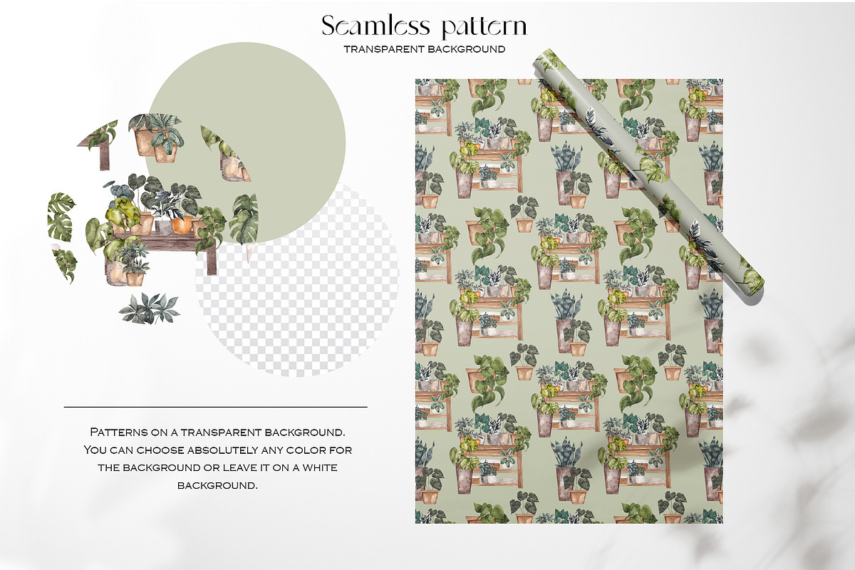 Potted Plant Pattern. Green home., a Pattern Graphic by ma_i_vi (Photo 9 of 13)