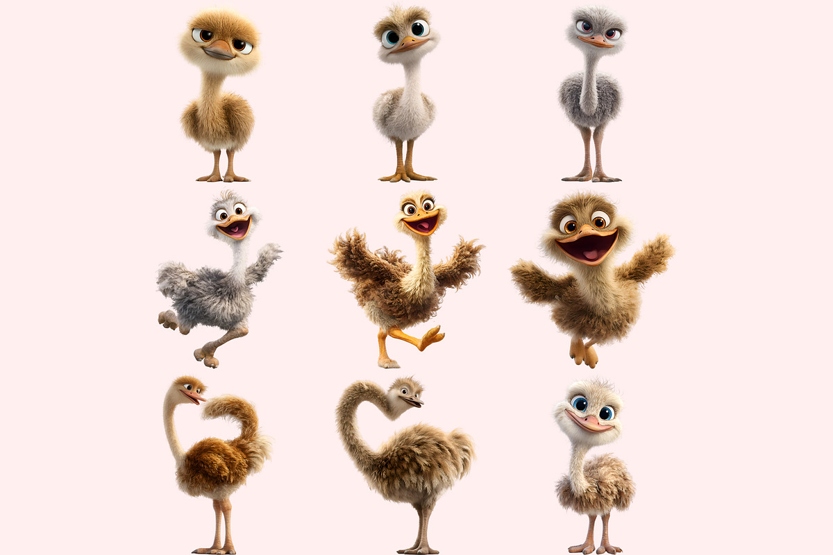 Ostrich PNG Clipart Bundle, a Graphic by M9 Design (Photo 3 of 9)