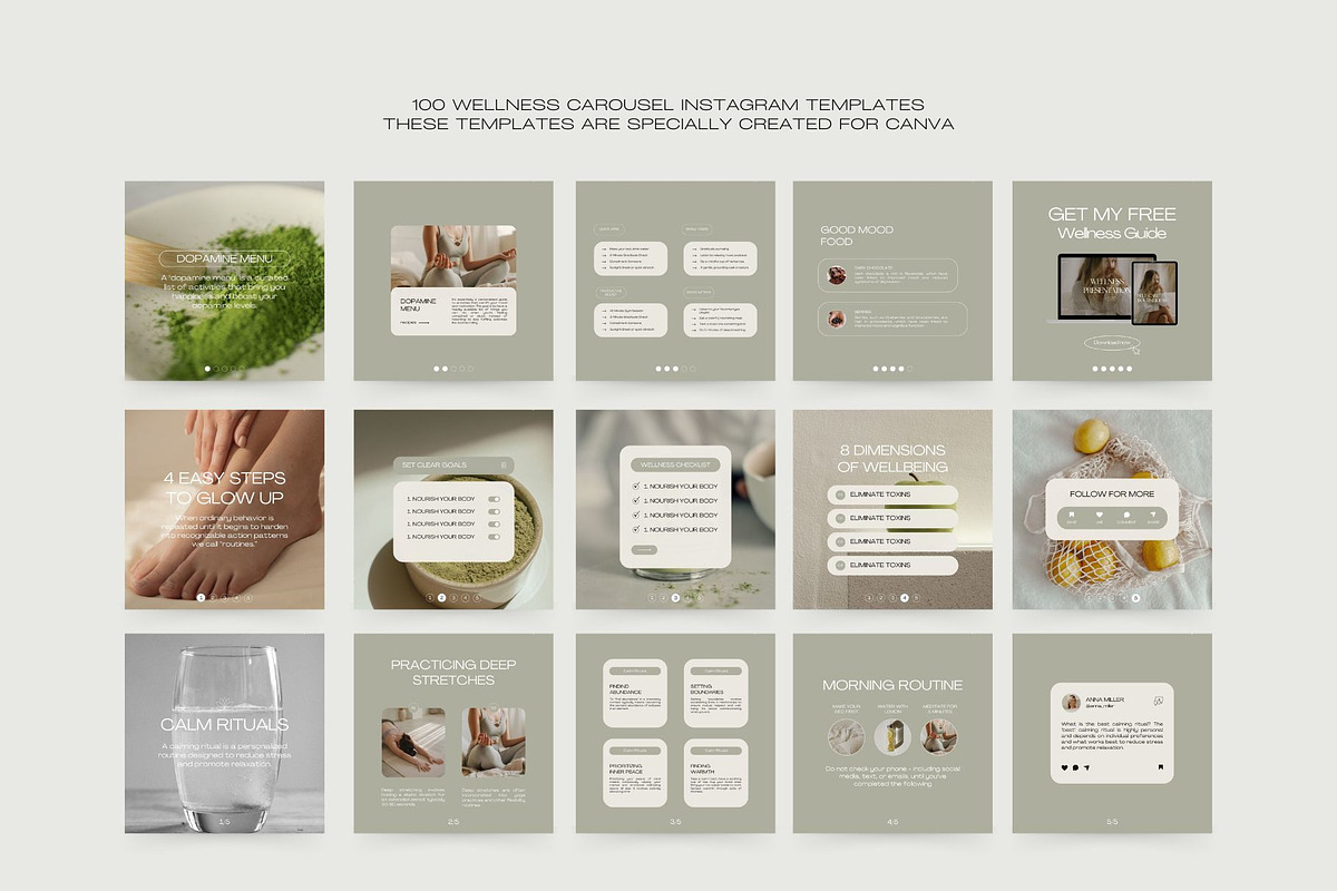 100 Wellness Carousel Templates, a Social Media Template by Instprofi | Studio Estimo (Photo 7 of 7)