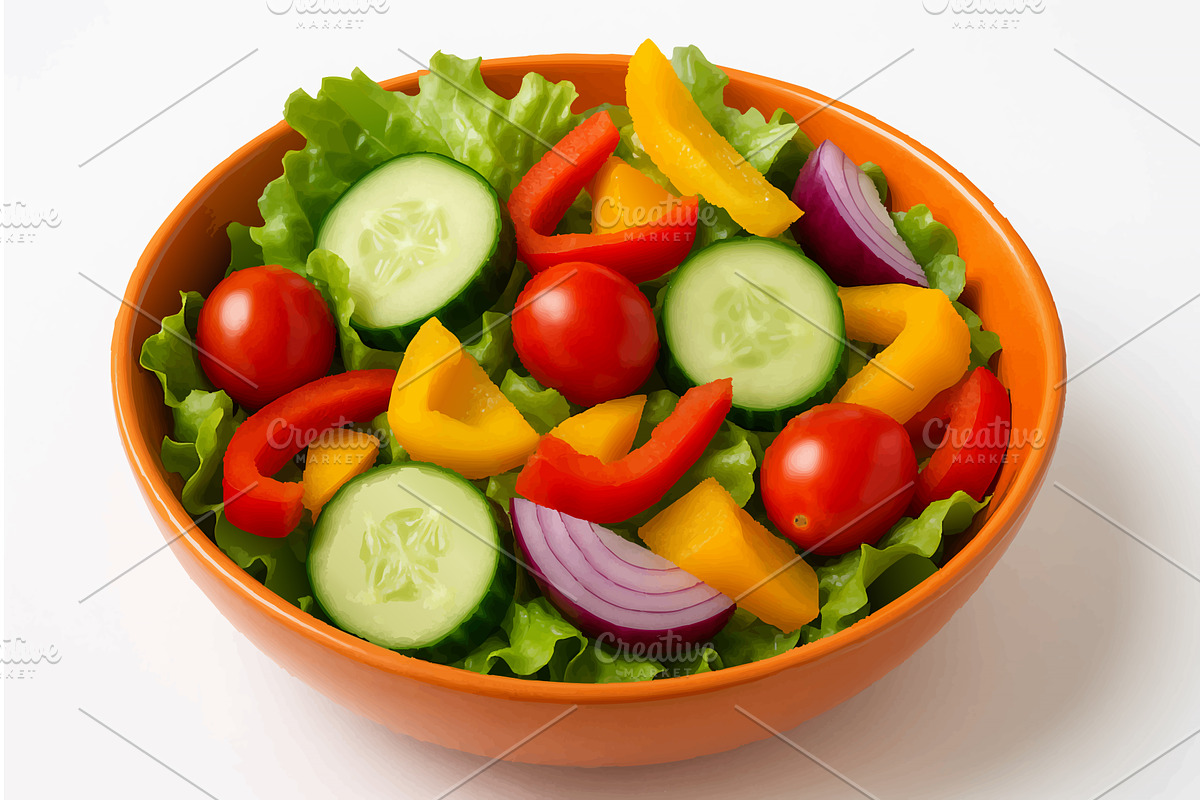 Healthy Vegetable Salad with, a Food Illustration by AlexArt
