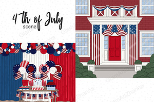 4th of July Dark Scene, a Seasonal Illustration by GlamArtZhanna