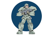 Futuristic soldier in exoskeleton, a Person Illustration by Ledokolua (Thumbnail 1 of 3)