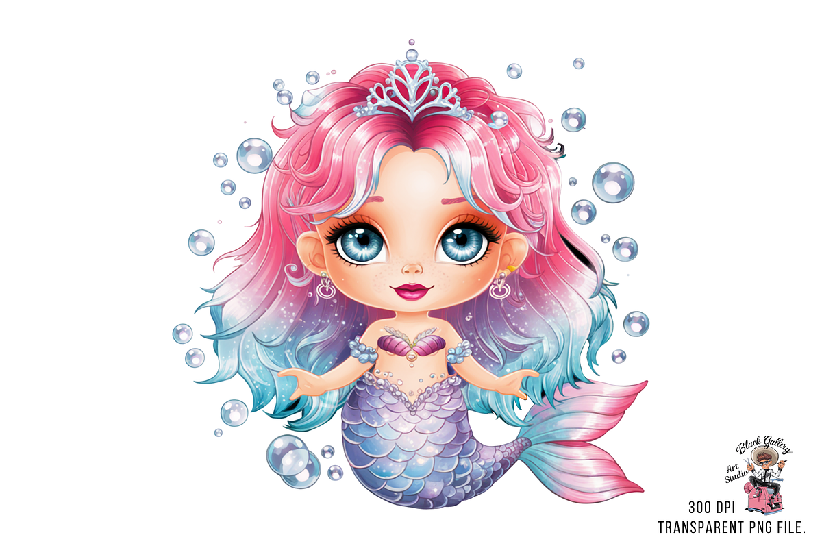 Cute Baby Mermaid PNG Bundle, a Graphic by Clipart Bloom (Photo 4 of 11)