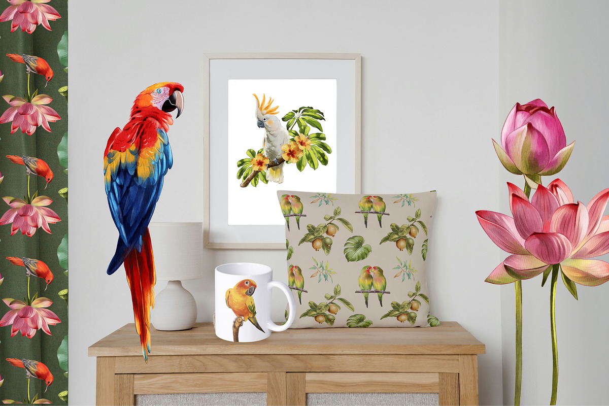 Watercolor tropical birds, an Illustration by IrynaPanashii (Photo 10 of 11)