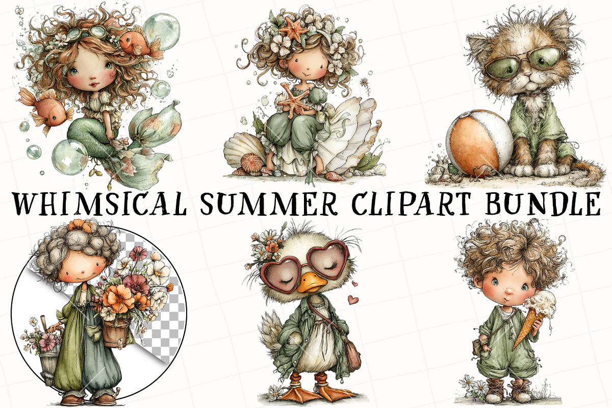 Whimsical Summer Clipart Bundle, an Illustration by OK Design (Photo 2 of 6)