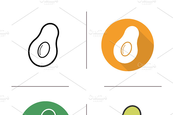 Avocado Icons. Vector