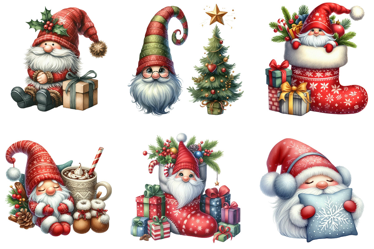 Cozy Christmas Gnomes Clipart P1, an Illustration by DreamArtGraphic (Photo 3 of 5)