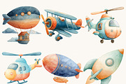 Watercolor Air Transport Clipart, a Transportation Illustration by Design Scotch (Thumbnail 4 of 8)