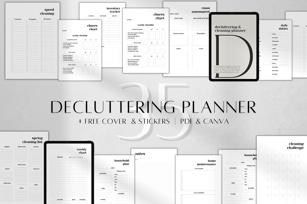 Digital Decluttering Planner, a Stationery Template by BRANDcontent (Photo 1 of 6)