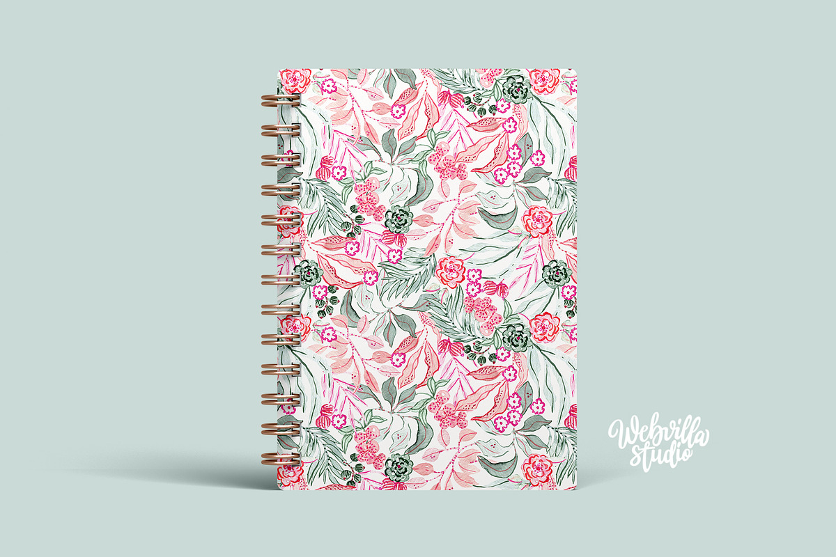 Pink Botanical Burst Pattern, a Pattern Graphic by Webvilla Studio
