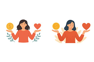 Balancing love and money in a flat, an Object Illustration by ZinetroN