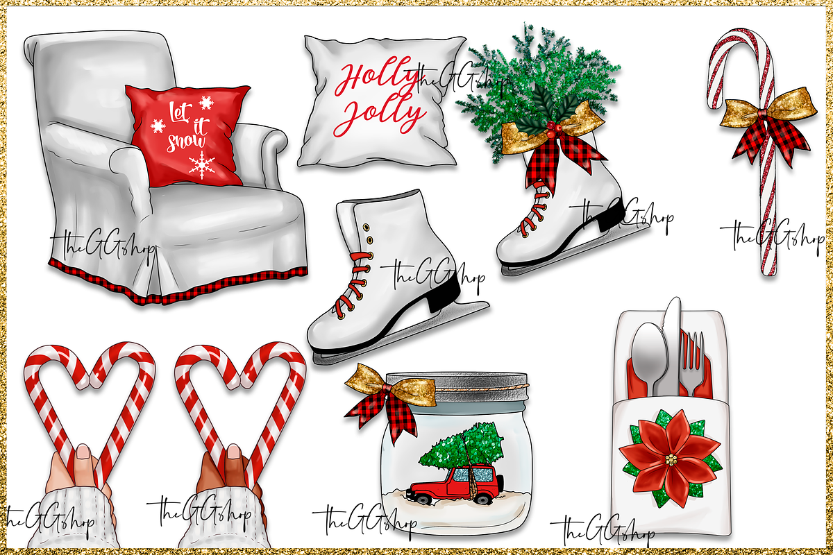 Christmas Clipart Png set, a Decorative Illustration by The GG Shop (Photo 6 of 9)