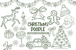 Christmas Doodle Clipart Bundle, an Illustration by TatiMockup