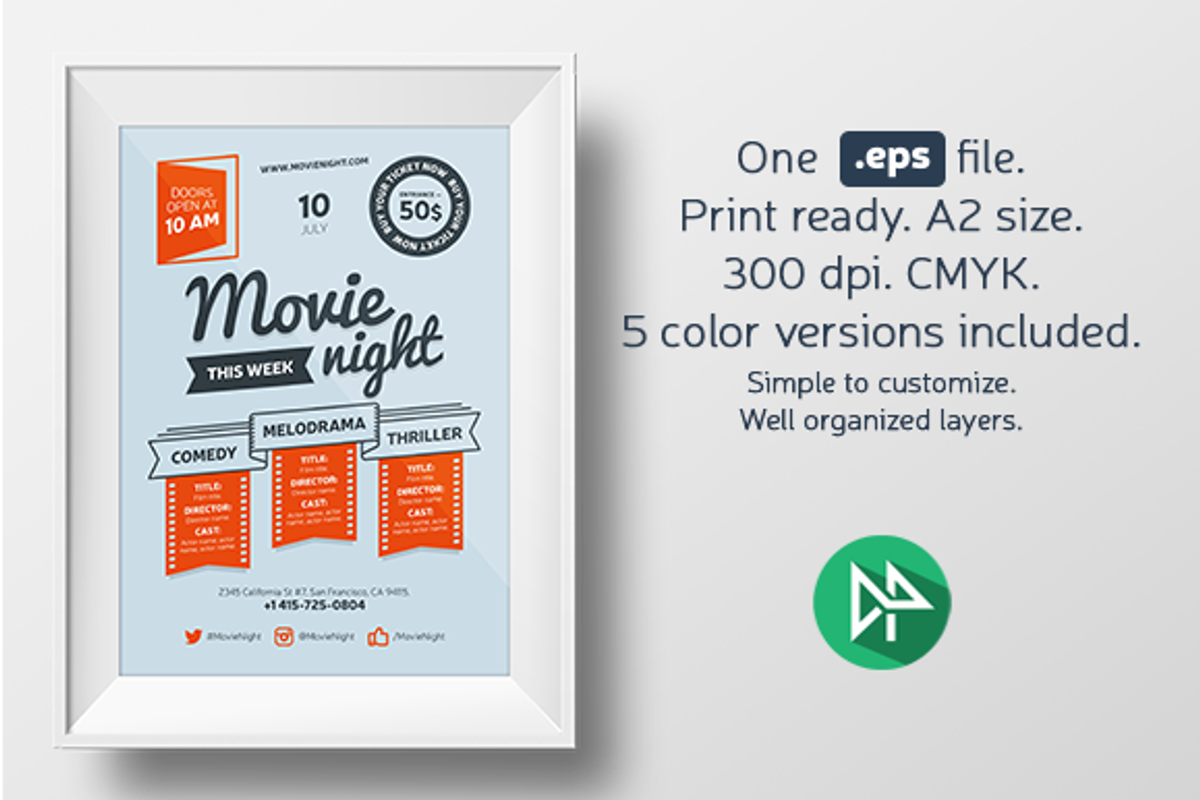 Movie Night Poster Template, a Flyer Template by Danil Polshin (Photo 10 of 10)