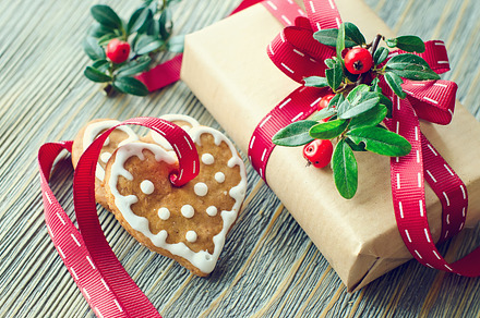 Vintage Christmas gift box, cookie