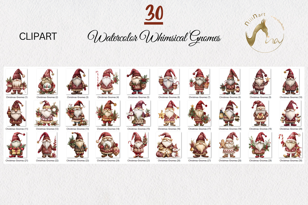 Watercolor Whimsical Gnomes PNG, an Illustration by NiiiNArt (Photo 5 of 6)