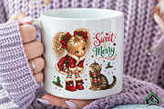Christmas Girl & Cat Clipart PNG, a Seasonal Illustration by Craft Nest (Thumbnail 6 of 6)