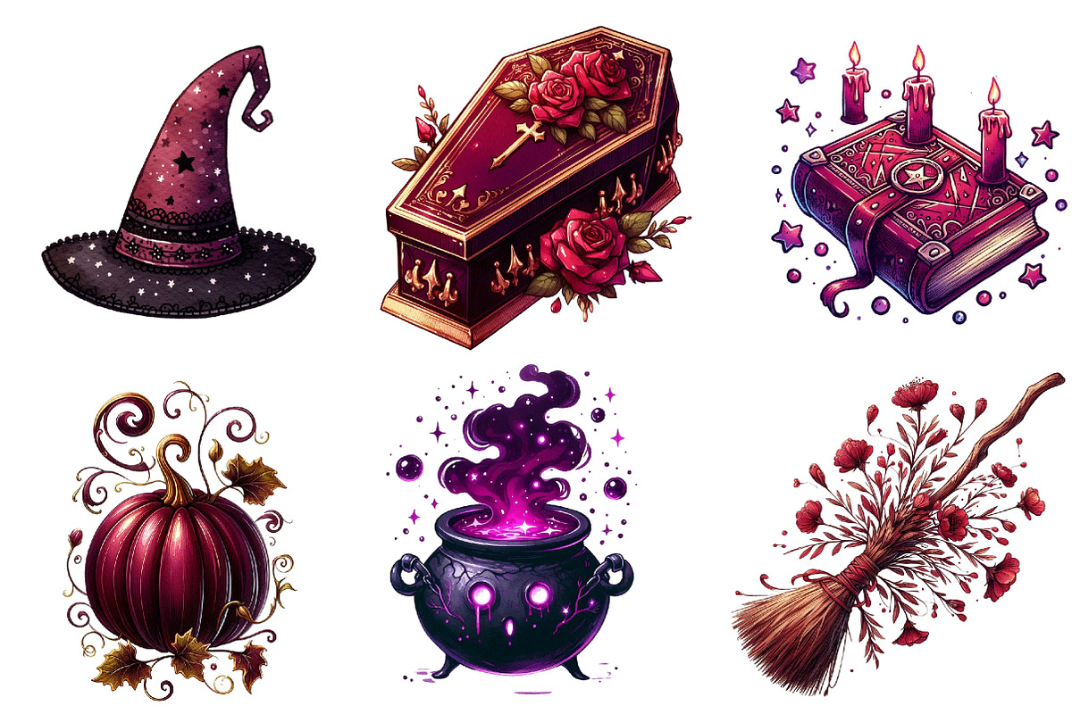 Burgundy & Halloween Sublimation png, an Illustration by Watercolor design (Photo 4 of 5)
