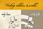 Vintage ribbons in engraving style, an Object Graphic by Alena Kaz (Thumbnail 2 of 4)