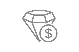 Diamond with coin line icon. Luxury, an Object Illustration by GraphiShop