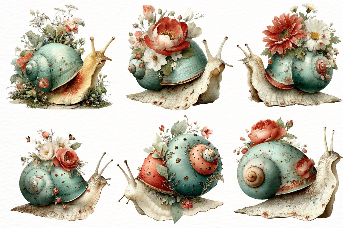 Whimsical Summer Snail Clipart, an Illustration by Designworld (Photo 3 of 5)
