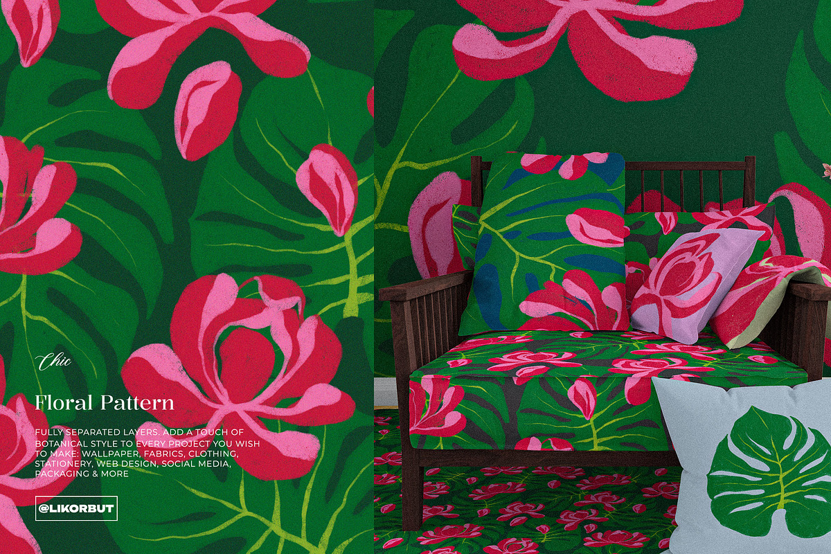 Bold Tropical Floral Pattern, a Pattern Graphic by likorbut (Photo 3 of 15)