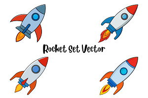 Rocket Set Vector, a Transportation Illustration by Awieee1