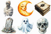 Watercolor Halloween Day Clipart, an Illustration by Craft Nest (Thumbnail 5 of 6)