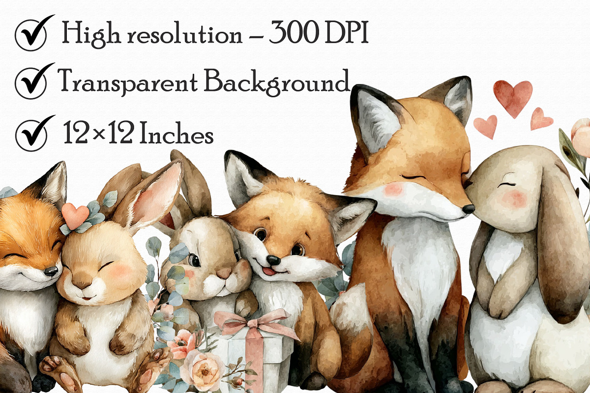 Whimsical Bunny & Fox Valentine Clip, an Illustration by Libby Wishes (Photo 4 of 7)