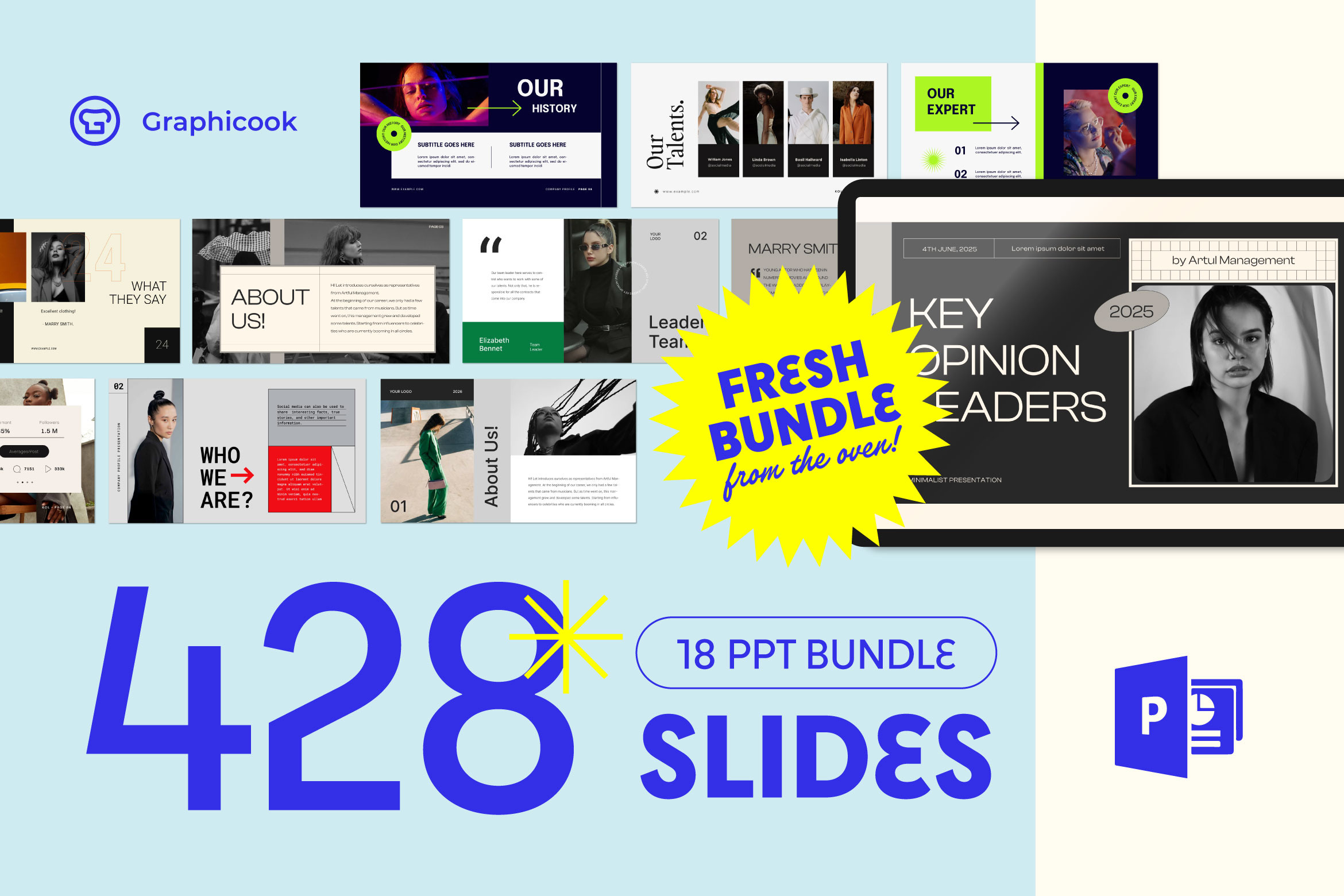 Fresh PowerPoint Bundle, a Presentation Template by graphicook
