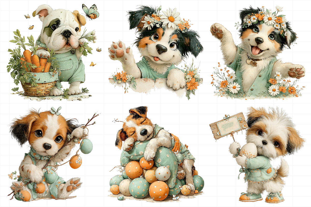 Whimsical Easter Dogs Clipart, an Illustration by Daily.Designs (Photo 6 of 7)