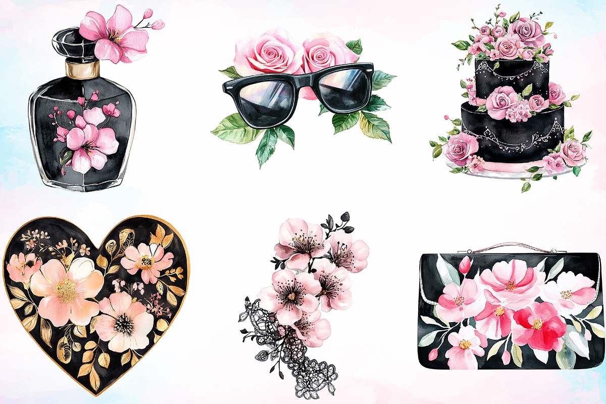 Black and Pink Mother's Day Clipart, a Seasonal Illustration by Canvas Craft (Photo 4 of 4)