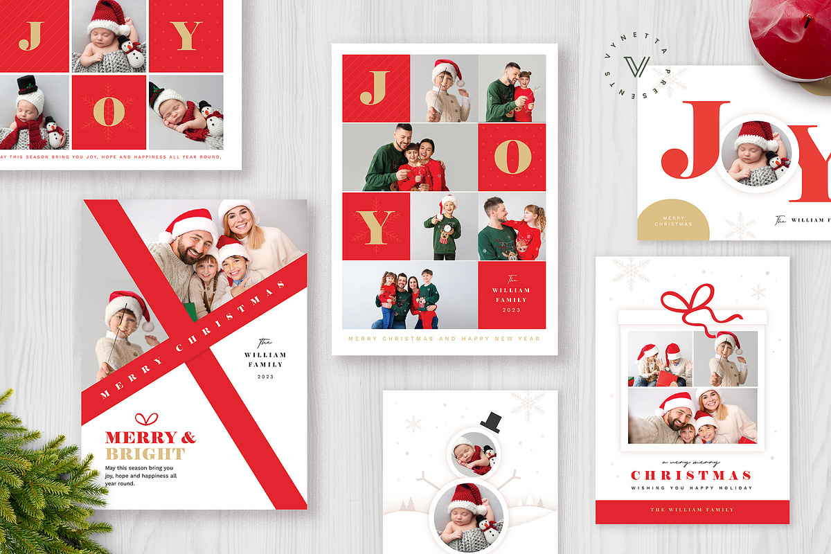 6 Simple Christmas Photo Cards, a Card Template by Vynetta (Photo 1 of 4)