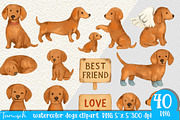 Watercolor Dog - Dachshund CLIPART, an Animal Illustration by TanuschArts (Thumbnail 4 of 6)