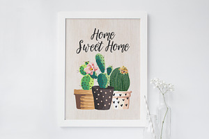 Home Sweet Home Cacti Wall Art Print