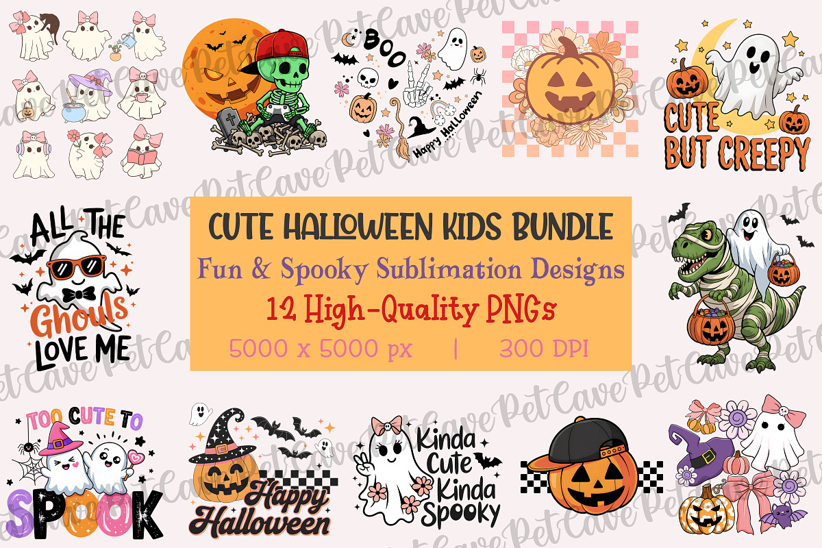 Cute Halloween Kids PNG Bundle, a Graphic by Pet Cave (Photo 1 of 7)