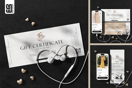Gift Card with Phone Screen Mockup