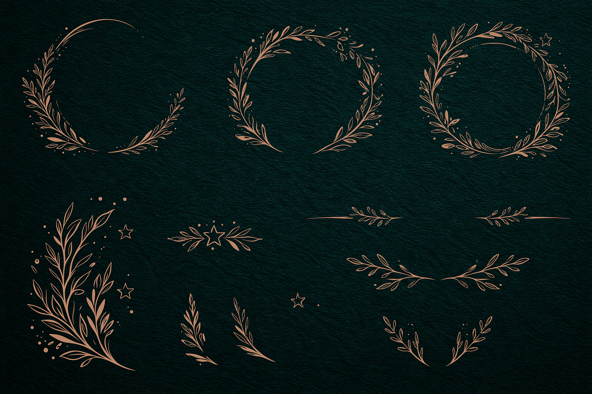 19 Botanical Ink Wreaths & Leaves, an Object Graphic by Christine Krahl (Photo 4 of 8)