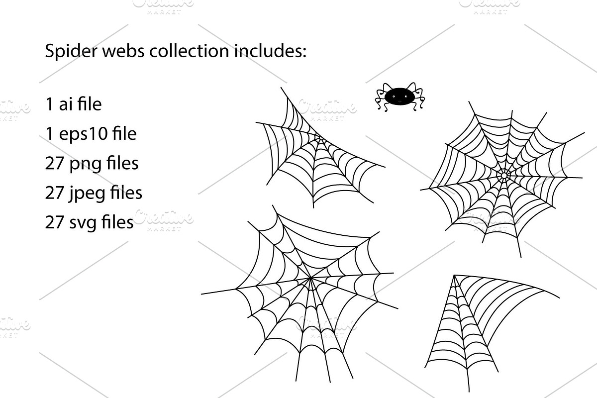 Spider Webs doodle clipart, a Seasonal Illustration by Contes_de_fée (Photo 3 of 8)