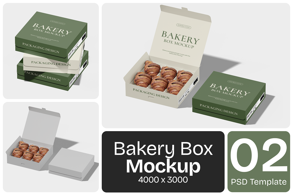 Bakery Box Mockup, a Packaging Mockup by Permadi Creative (Photo 1 of 4)