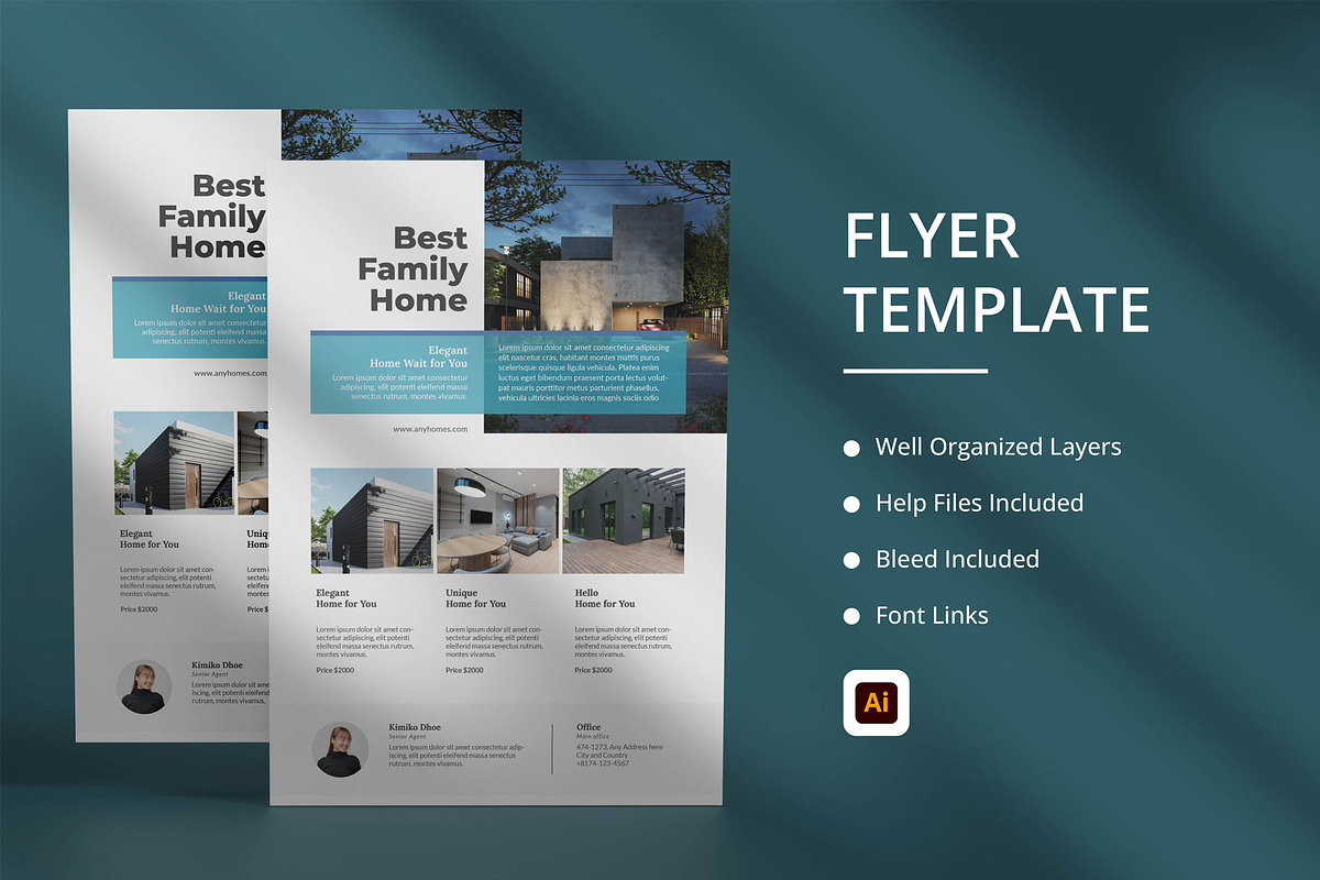 Real Estate Flyer Template Design, a Flyer Template by hekenostudio
