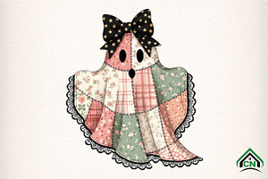 Patchwork Ghost Png, an Illustration by Craft Nest