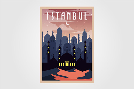 istanbul turkey vintage poster, an Illustration by lawoel