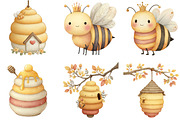 Honey Bee Watercolor Cliparts, an Illustration by Sublimation Artist (Thumbnail 6 of 7)